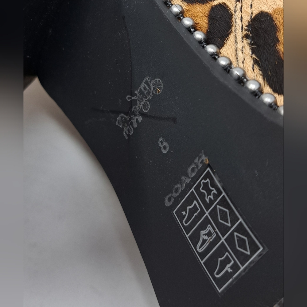 NWT Coach Drea Ankle Boots Bootie Zip Shoes Heels Leopard Calf Fur 8 US 38.5 EU - Picture 12 of 14